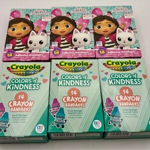Kid’s Bandages 6 boxes of 14 - Crayola Colors of Kindness and Gabby’s Dollhouse